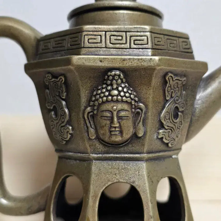 [BUNJANG] Brass Buddha Head Censer Teapot Antique / 황동 불두 향로형 주전자 골동품