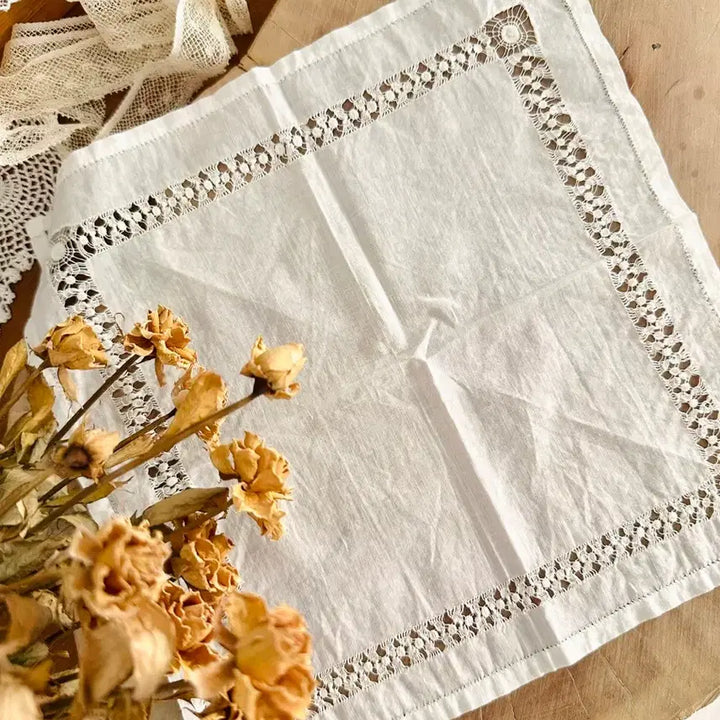 [BUNJANG] Pure Linen Drawnwork Handkerchief / 린넨가득 드론워크 행키