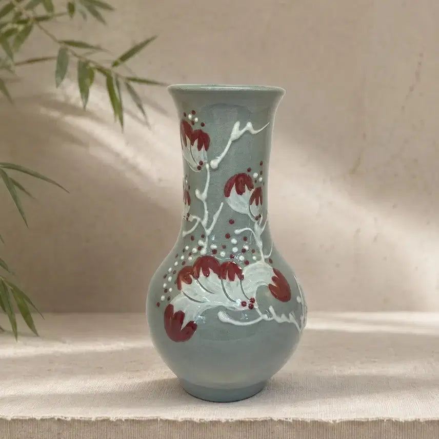 [BUNJANG] Korean Celadon Porcelain Vase / 국산 청자 꽃무늬 미니화병 항아리