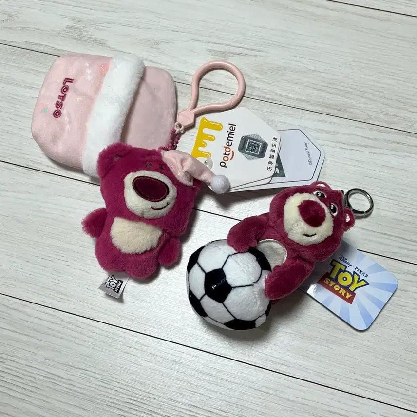 [BUNJANG] Disney Pixar Toy Story Lotso Bear Plush Keychain Set / 토이스토리 랏소베어 인형 키링 2종 일괄 가격
