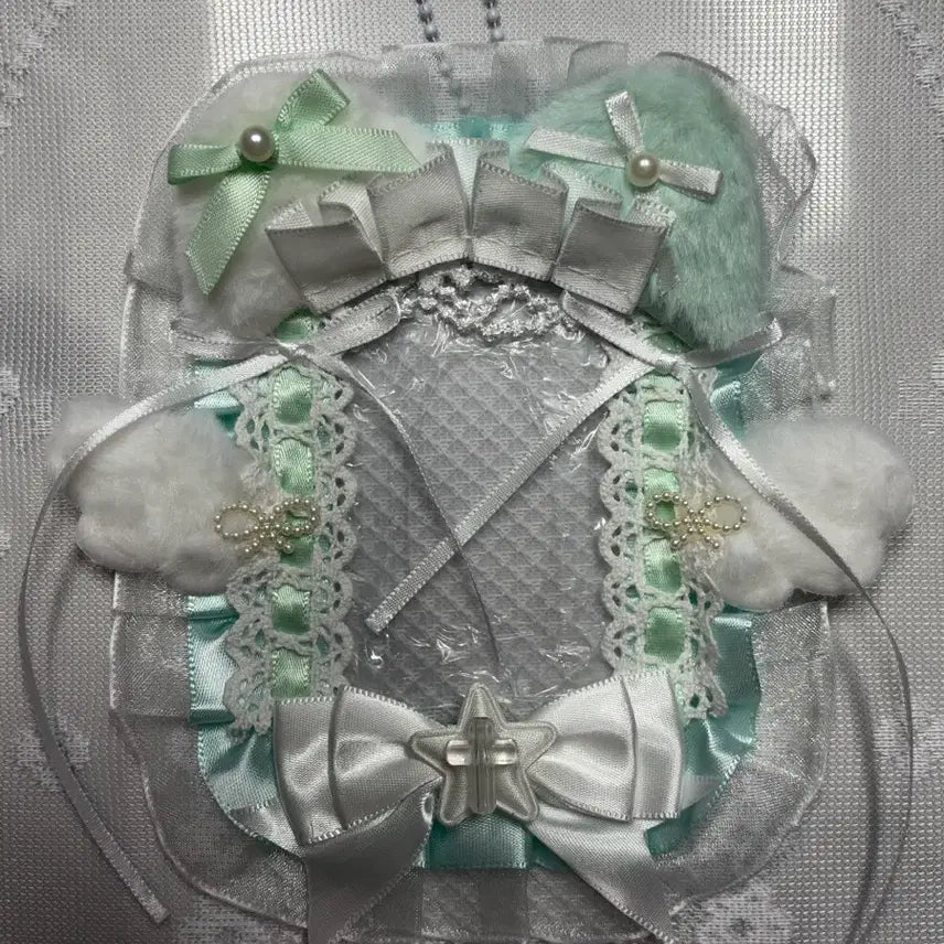 [BUNJANG] Ribbon Lace Top Loader Holder / 리본 레이스 탑꾸 포카홀더 탑로더 날개 천사 (초록)