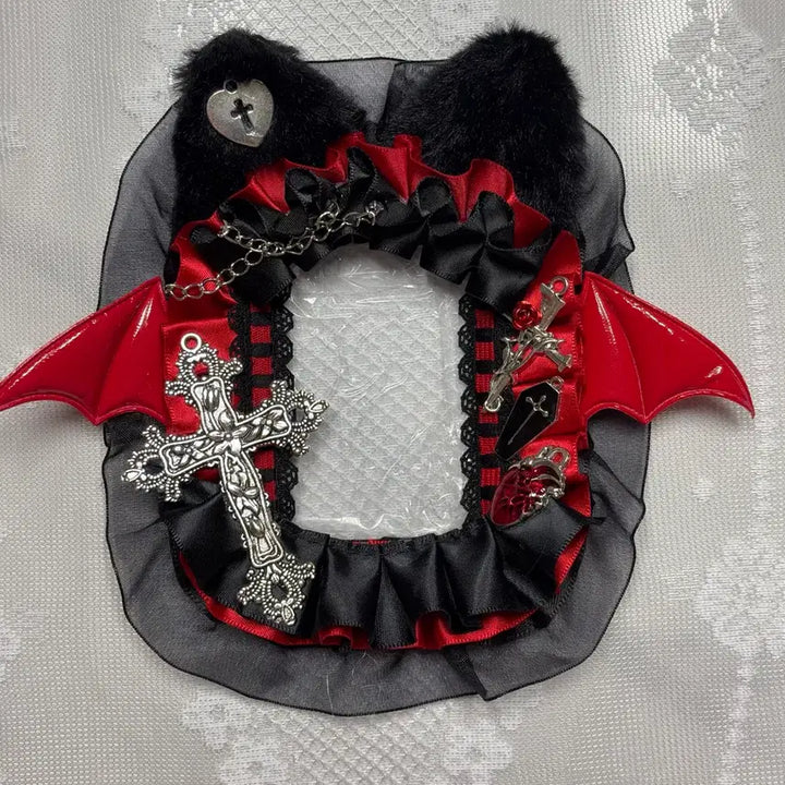 [BUNJANG] Ribbon Lace Devil Wings Top Loader Photocard Holder / 리본 레이스 탑꾸 포카홀더 탑로더 날개 악마(블랙)