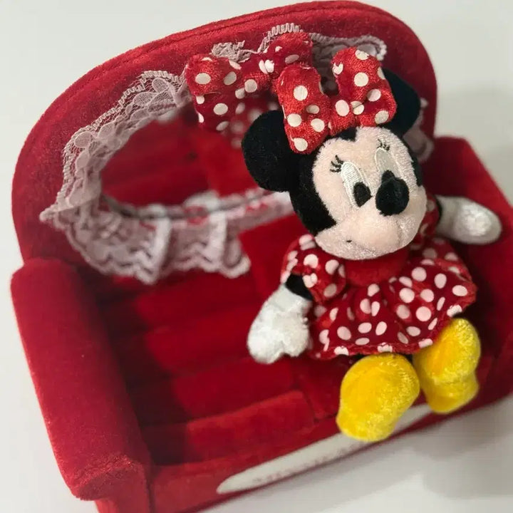 [BUNJANG] Vintage Disney Minnie Mouse Velvet Jewelry Box / 빈티지) 디즈니 미니마우스 벨벳재질 쇼파 보석함