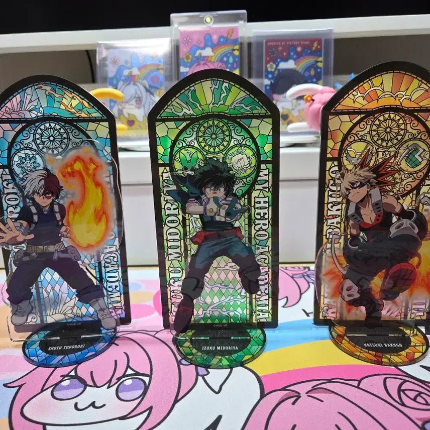 [BUNJANG] My Hero Academia Staind Glass Acrylic Standee Bundle Set / 히로아카 미도리야 바쿠고 토도로키 스테인드 글라스 아크릴 스탠드 일괄