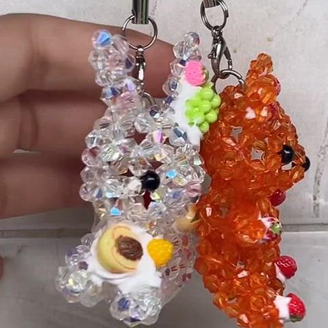 [BUNJANG] Handmade Beaded Keychain Set (Bunny &amp; Bear) / 토끼비즈키링 곰돌이비즈키링 핸드메이드 핸메 빈티지키링