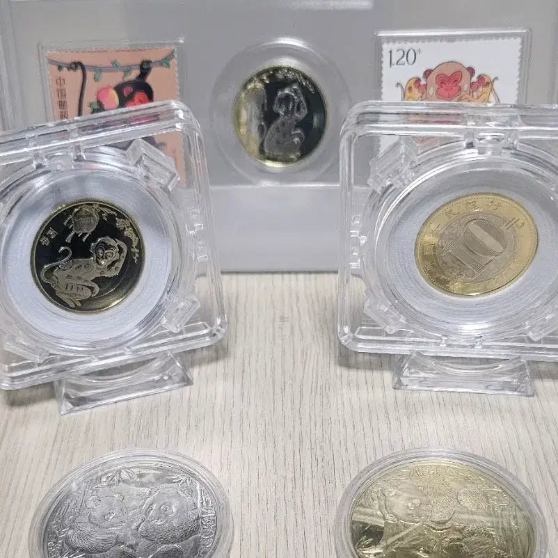 [BUNJANG] 2016 Year of the Monkey Commemorative Coin Set Bundle / 2016년 원숭이해 10위안 기념주화 세트 / 금,은 도금 판다 기념주화 일괄