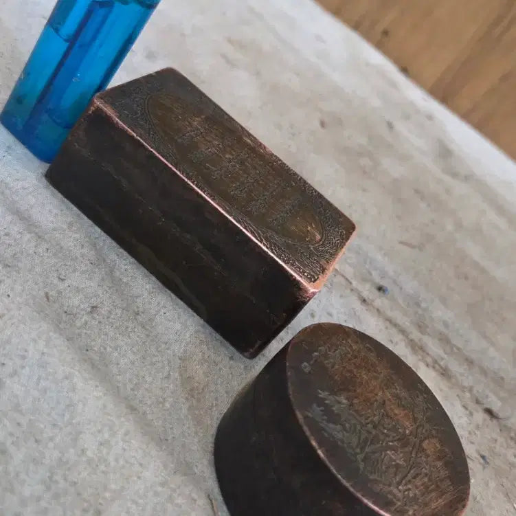 [BUNJANG] Antique Chinese Bronze Inkstones (Set of 2) / 옛날 중국 동 먹통 2점