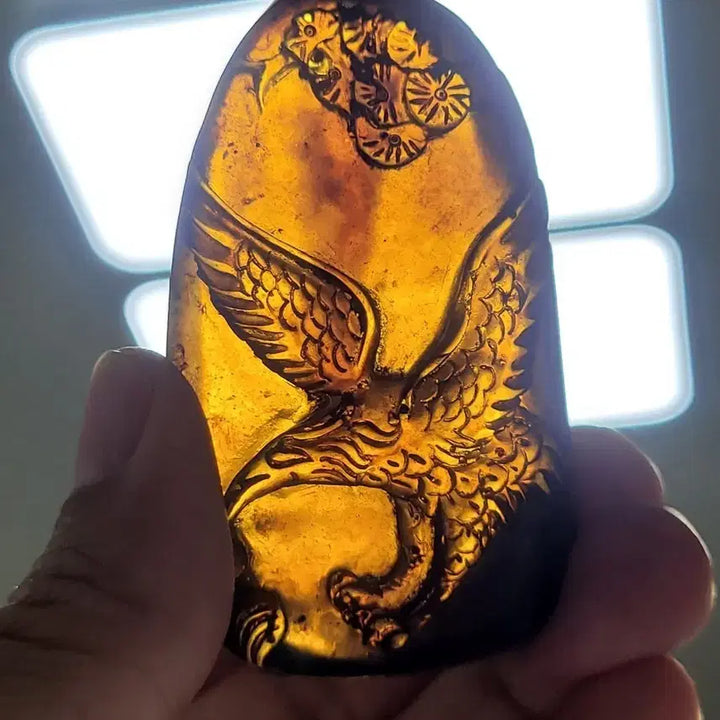 [BUNJANG] Carved Eagle Amber Pendant / 호박 독수리 조각 펜던트
