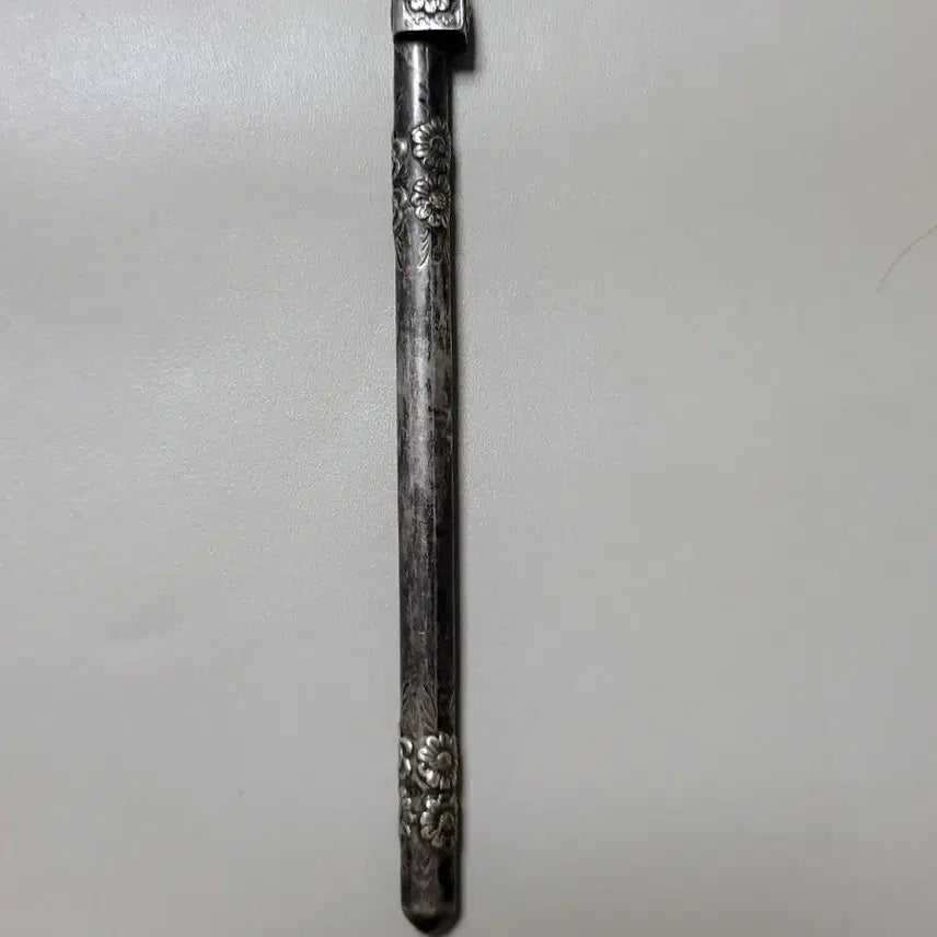 [BUNJANG] Sterling Silver Plum Blossom Chrysanthemum Inlaid Hairpin / 순은 오얏꽃 국화문 은비녀