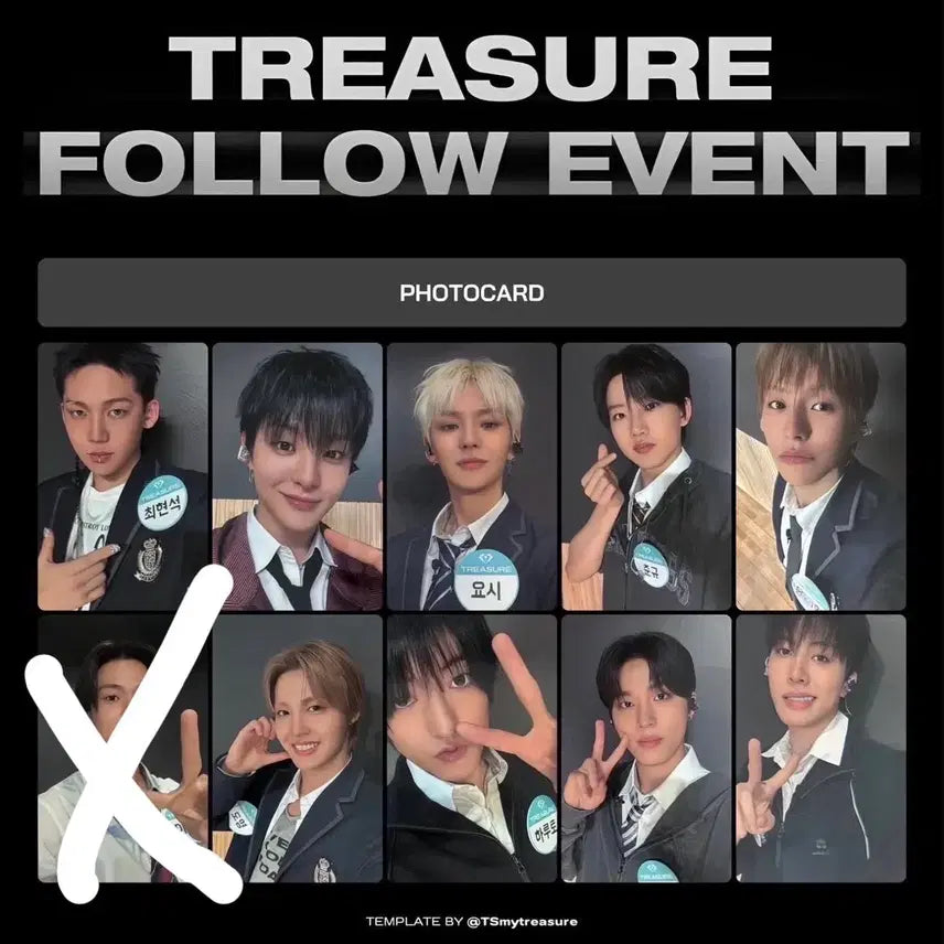 [BUNJANG] TREASURE The Same Uniform Photocard Bundle Set / 트레저 더세임 교복 포카 포토카드 음원 스트리밍 인증 팔로우 이벤트 박지훈 준규 윤재혁 하루토 요시 박정우 아사히 최현석
