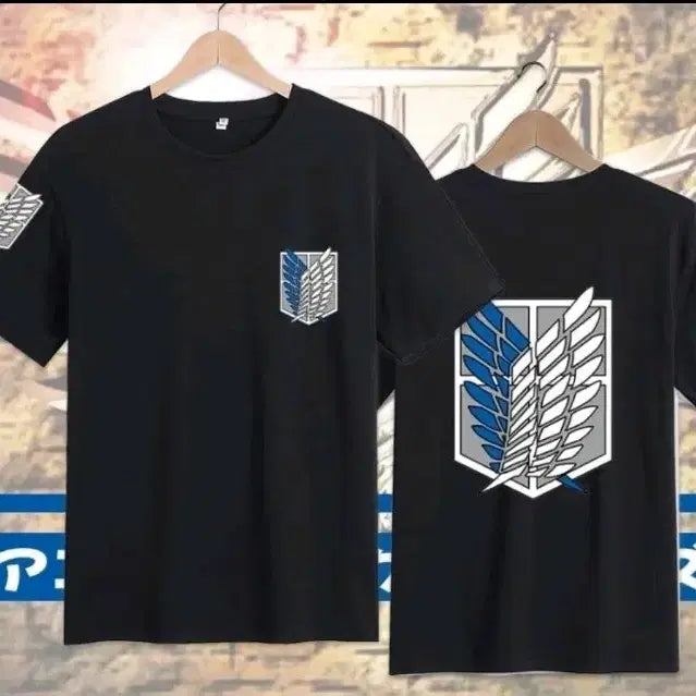 [BUNJANG] Attack on Titan Survey Corps Black T-Shirt 2XL / 진격의 거인 조사병단 블랙 티셔츠 2XL
