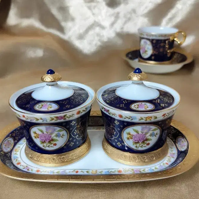 [BUNJANG] Vintage Yo-up Development Emperor Line Sugar Bowl and Creamer Set / 빈티지 요업개발 황제라인 설탕기 프림기 세트