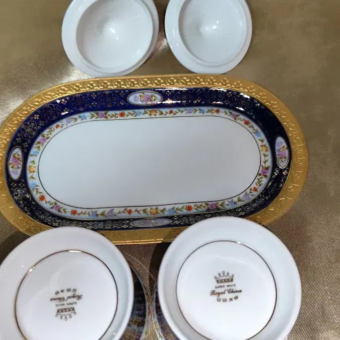 [BUNJANG] Vintage Yo-up Development Emperor Line Sugar Bowl and Creamer Set / 빈티지 요업개발 황제라인 설탕기 프림기 세트