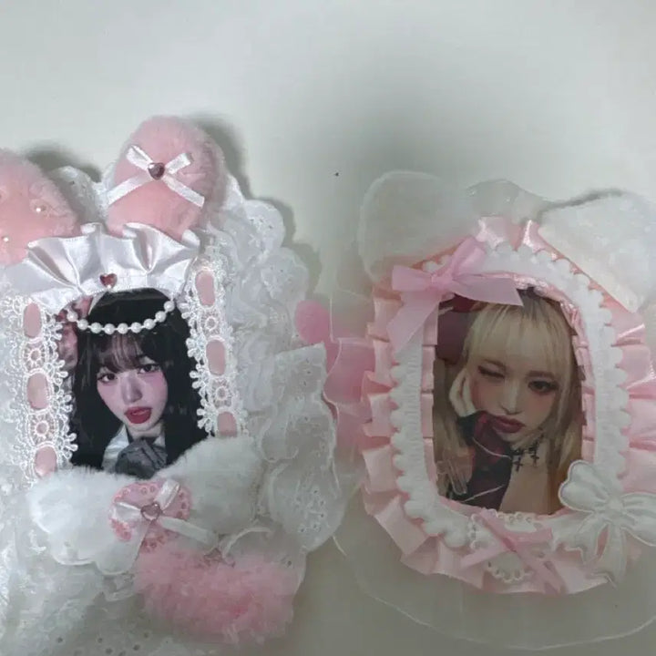 [BUNJANG] Bundle Set Pink Lace Toploaders with Bunny &amp; Cat Ears / 급처)8월20일까지만 판매)일괄)핑크색 레이스탑로더 아이브리센느하투하아이들엔믹스블핑베몬 토끼 탑로더 고양이 탑로더