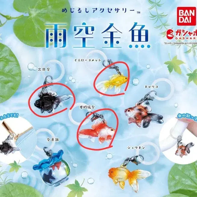 [BUNJANG] Bandai Rainy Day Goldfish Mejilushi Keyring Figure Capsule Toy Gacha Yellow Comet / 일괄) 반다이 비오는 날 금붕어 메지루시 키링 피규어 캡슐토이 가챠 옐로우 코멧 출목금 고사류금 검정 빨강 툭눈