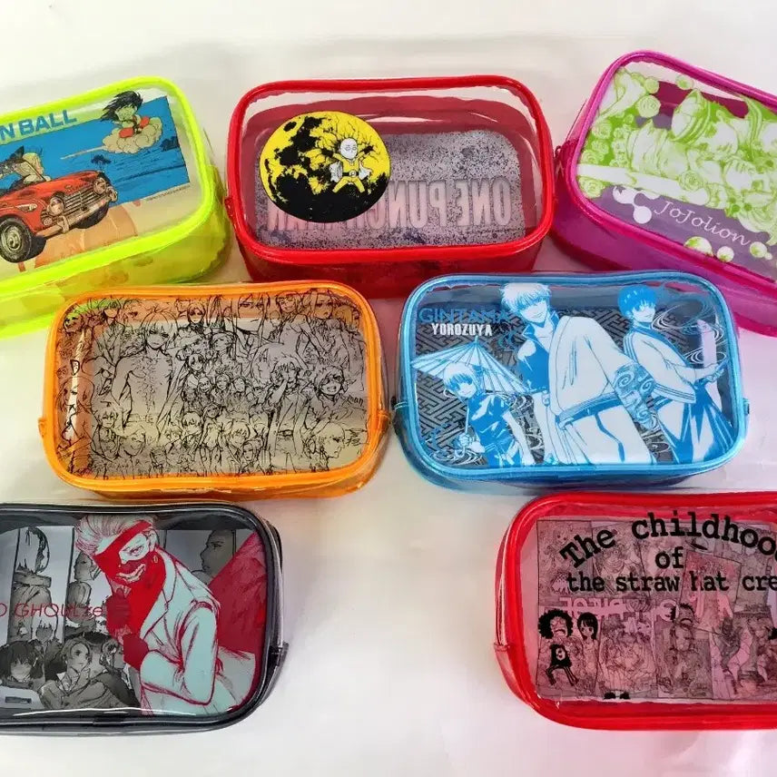 [BUNJANG] One-Punch Man Jump Shop Clear Pouch + Unofficial Acrylic Keychain Bundle / 원펀맨 점프샵 투명 파우치 + 비공굿 아크릴 키링 일괄