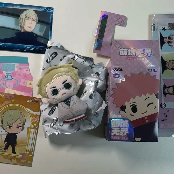 [BUNJANG] Jujutsu Kaisen Nanami Kento Kawayu Nui (Pin Badge Plush) &amp; Kawayu Gacha Clear Card Paper Goods Bundle Set / 주술회전 나나미 카유 누이 카유 티켓 클리어카드 지류굿즈 일괄