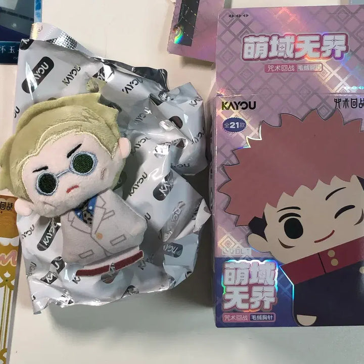 [BUNJANG] Jujutsu Kaisen Nanami Kento Kawayu Nui (Pin Badge Plush) &amp; Kawayu Gacha Clear Card Paper Goods Bundle Set / 주술회전 나나미 카유 누이 카유 티켓 클리어카드 지류굿즈 일괄