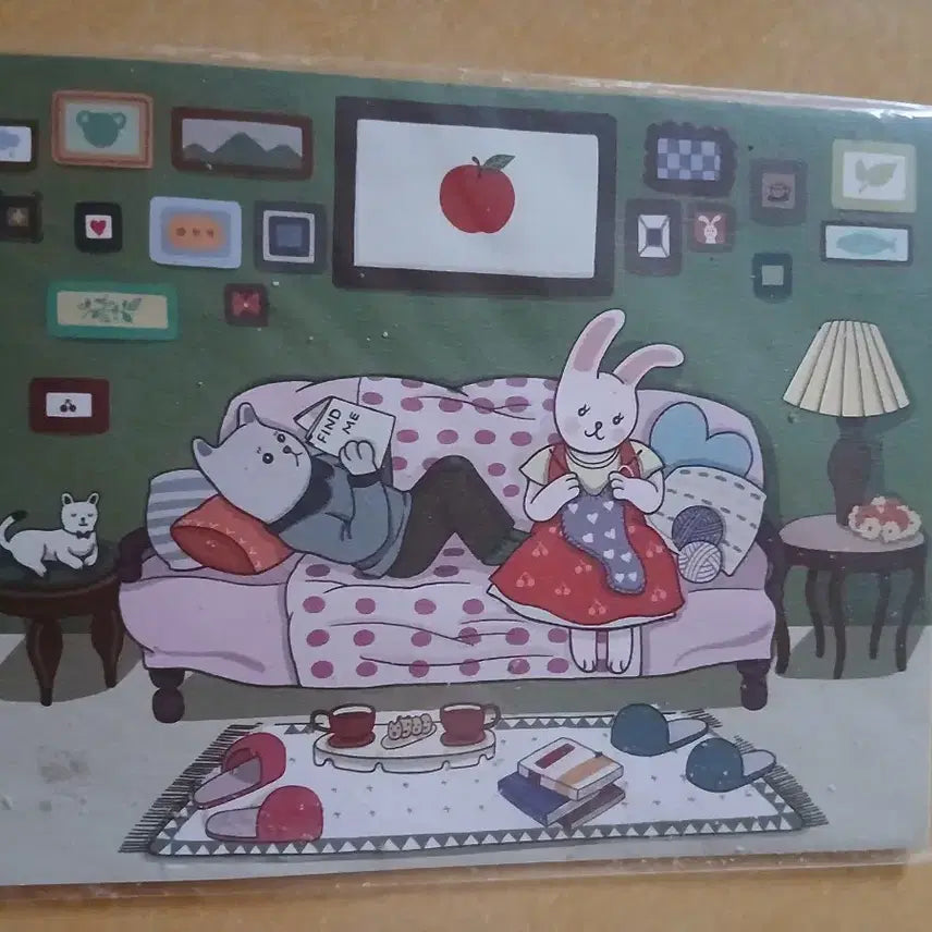 [BUNJANG] Vintage Cat and Rabbit Illustration Letter Paper Set (Sealed) / 고전 고양이 토끼 일러스트 편지지 미개봉 새상품