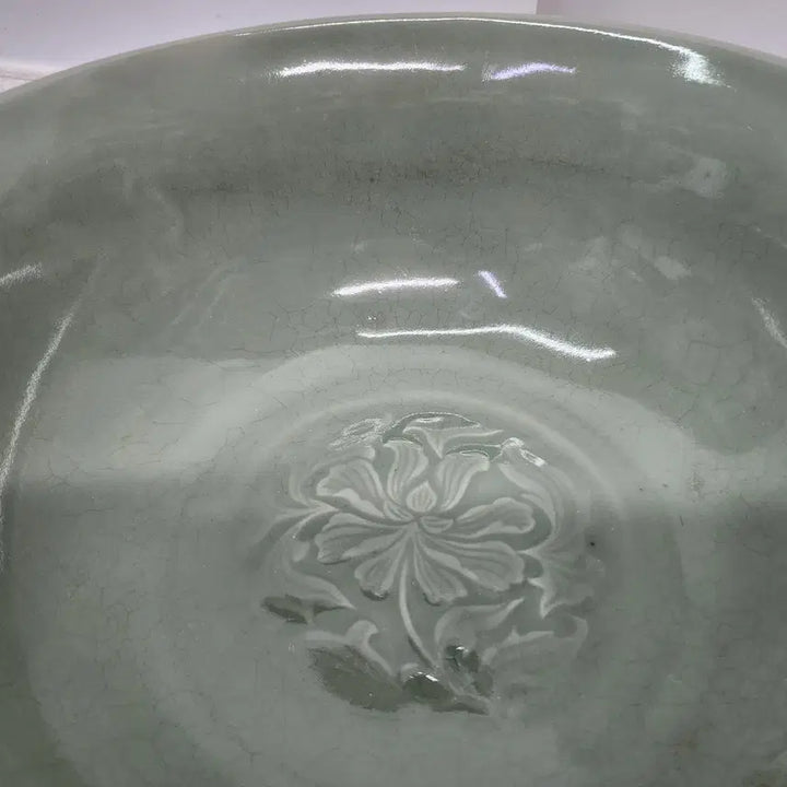 [BUNJANG] Large Celadon Floral Design Bowl / 중국도자기 청자 꽃문양 대형 그릇 접시