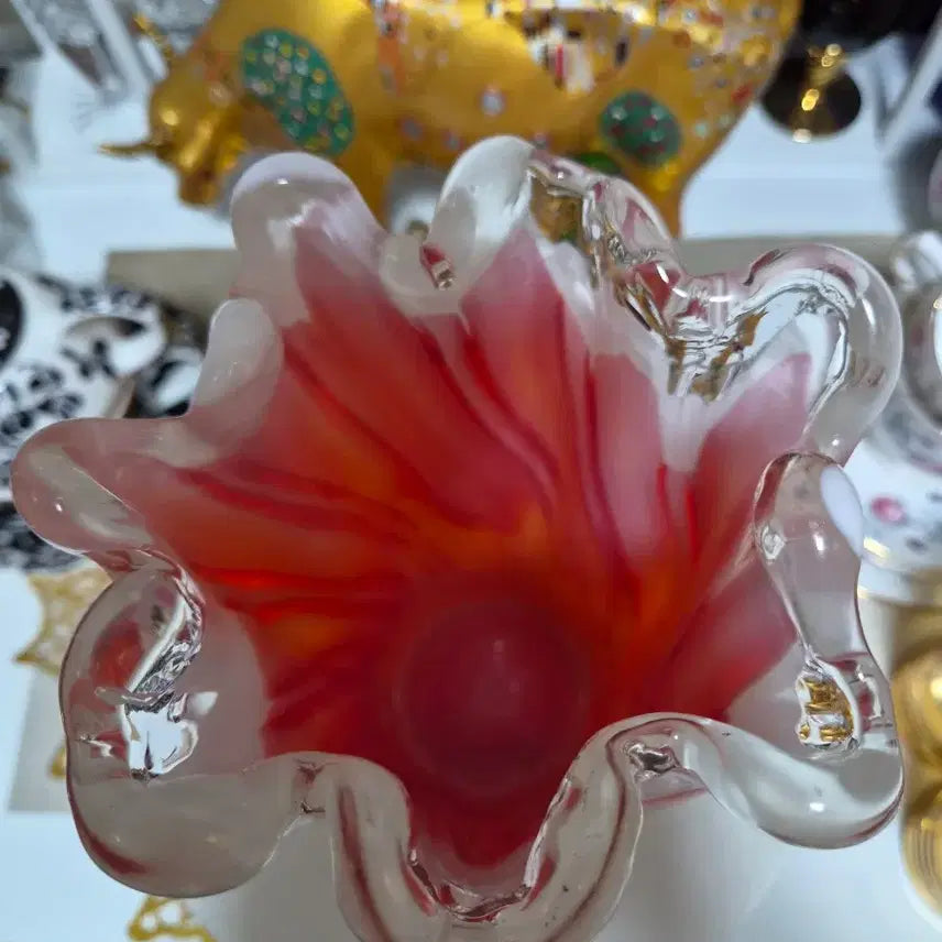 [BUNJANG] Tajima Crystal Vase Red and White / 일본 타지마 크리스탈 꽃병