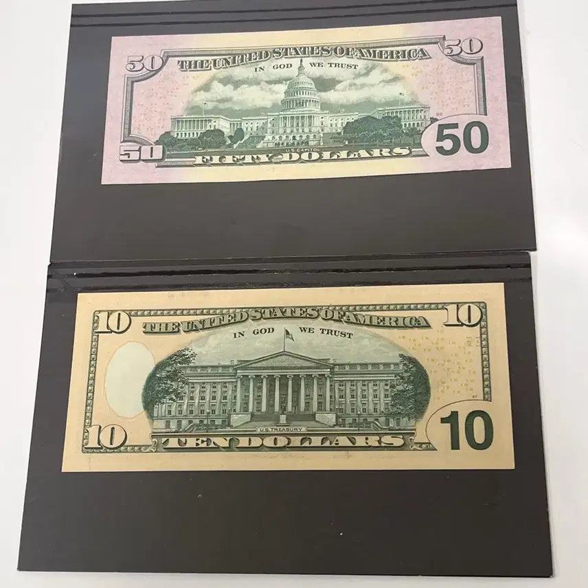 [BUNJANG] Unused US 50 Dollar &amp; 10 Dollar Banknotes Set with Protective Holders / 미사용 미국 50달러  10달러 지폐 지폐 보호홀더 포함 수집용