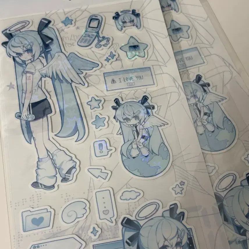 [BUNJANG] Hatsune Miku Unofficial Sticker Set (2pcs) / 하츠네 미쿠 비공굿 스티커 2장