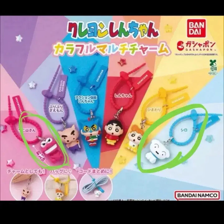 [BUNJANG] Crayon Shin-chan Colorful Multi Charm Set (Waniyama &amp; Shiro) Bundle / [일괄] 짱구 컬러풀 멀티참 가챠 와니야마 흰둥이 세트 판매 원가양도