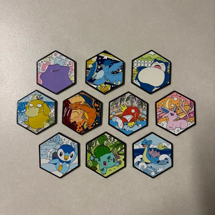[BUNJANG] LOTTE Angel-in-us Krispy Kreme Pokémon Metal Magnet Set (10 Types) / (미사용) 한국 한정 롯데 엔젤리너스 크리스피크림 포켓몬스터 메탈 마그넷 10종 전제품