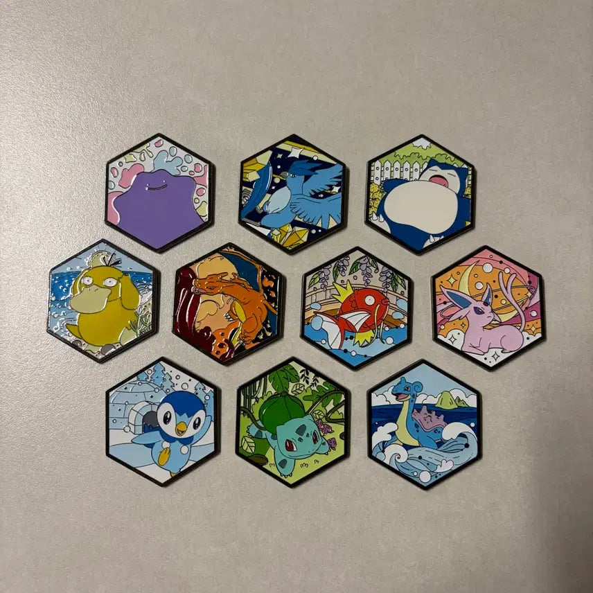 [BUNJANG] LOTTE Angel-in-us Krispy Kreme Pokémon Metal Magnet Set (10 Types) / (미사용) 한국 한정 롯데 엔젤리너스 크리스피크림 포켓몬스터 메탈 마그넷 10종 전제품