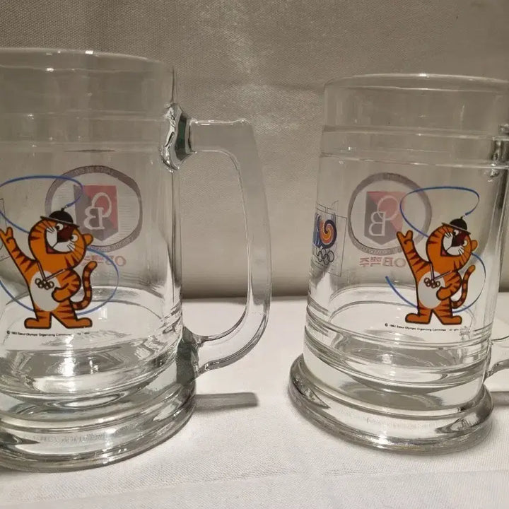 [BUNJANG] OB Beer 1988 Seoul Olympics Hodori Beer Glasses (Set of 2) / OB맥주 88올림픽 호돌이 맥주잔 2개