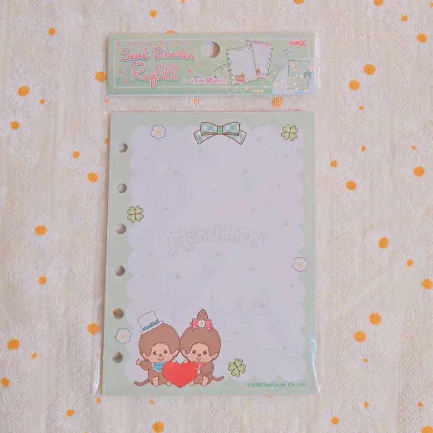 [BUNJANG] Japanese Authentic Monchhichi 6-Hole Binder Inner Pages Sticker Book / 일본정품)몬치치 6공 씰 바인더 속지 스티커북