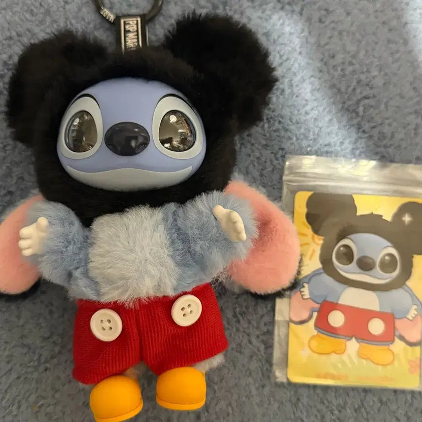 [BUNJANG] Pop Mart Stitch Mickey Mouse Plush Keychain / 팝마트 정품 스티치 미키마우스 인형키링