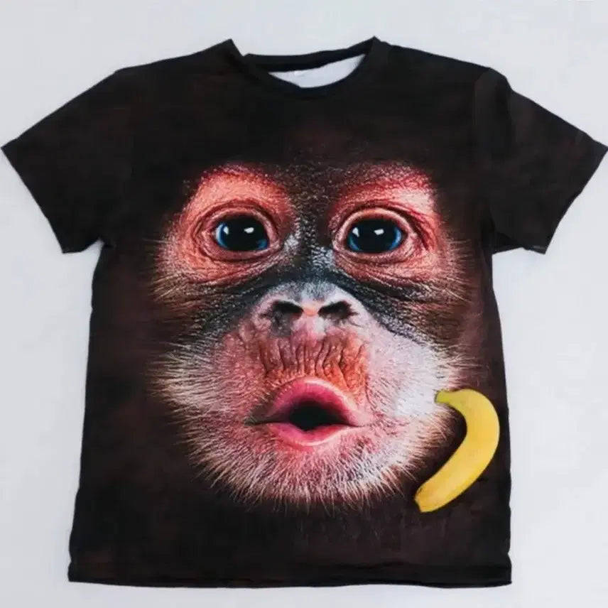 [BUNJANG] Orangutan Monkey Face Printing T-Shirt 2XL / 오랑우탄 원숭이 얼굴 프린팅 티셔츠 2XL(105~110)