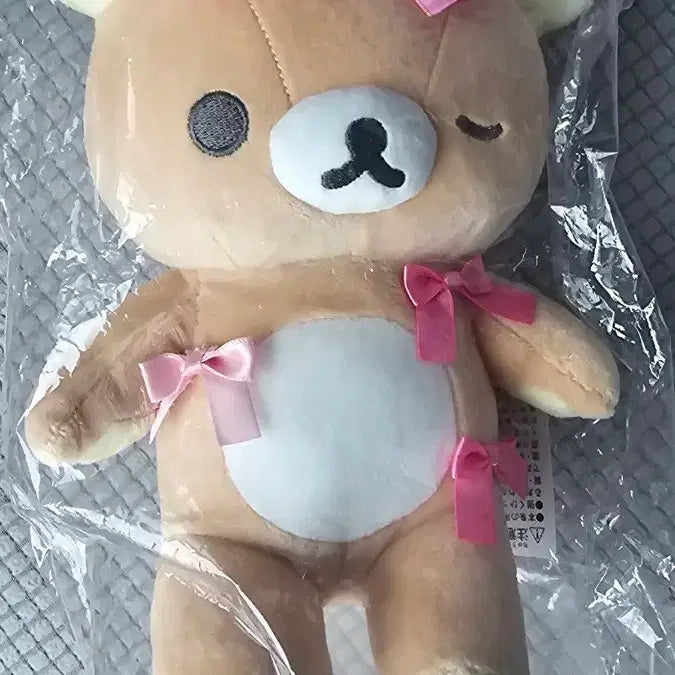 [BUNJANG] San-X Rilakkuma Wink Ribbon Plush Doll / 산엑스 메이크업 시리즈 리락쿠마 윙크 리본 인형