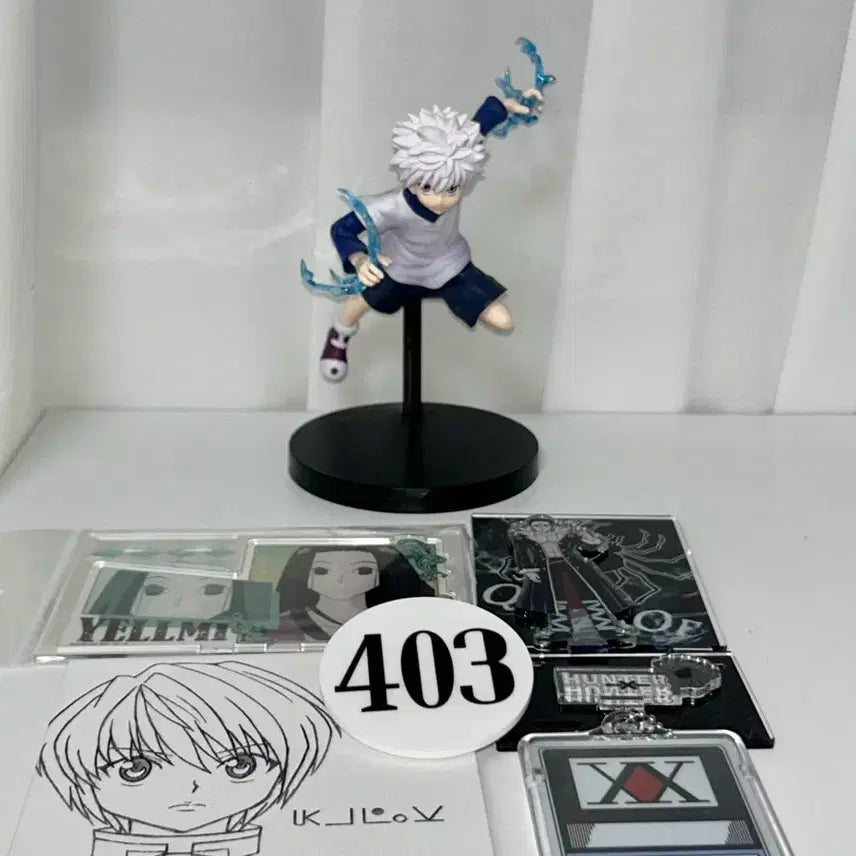 [BUNJANG] Hunter x Hunter Killua Figure, Illumi Clo-Acrylic, and License Card Set / 헌터x헌터 키르아 피규어 이르미 클로아크릴 헌터헌터 라이센스