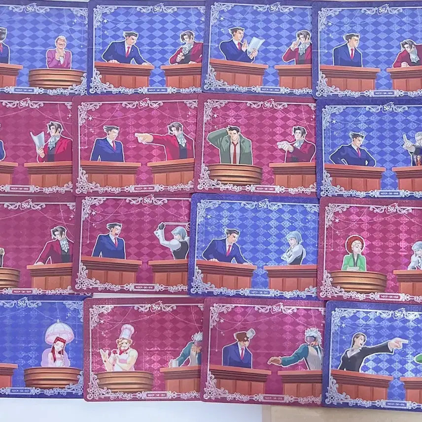 [BUNJANG] Ace Attorney Kayou Card SR 16 Types Complete Set Bundle / 역전재판 kayou 카드 SR 16종 올클 세트 일괄판매