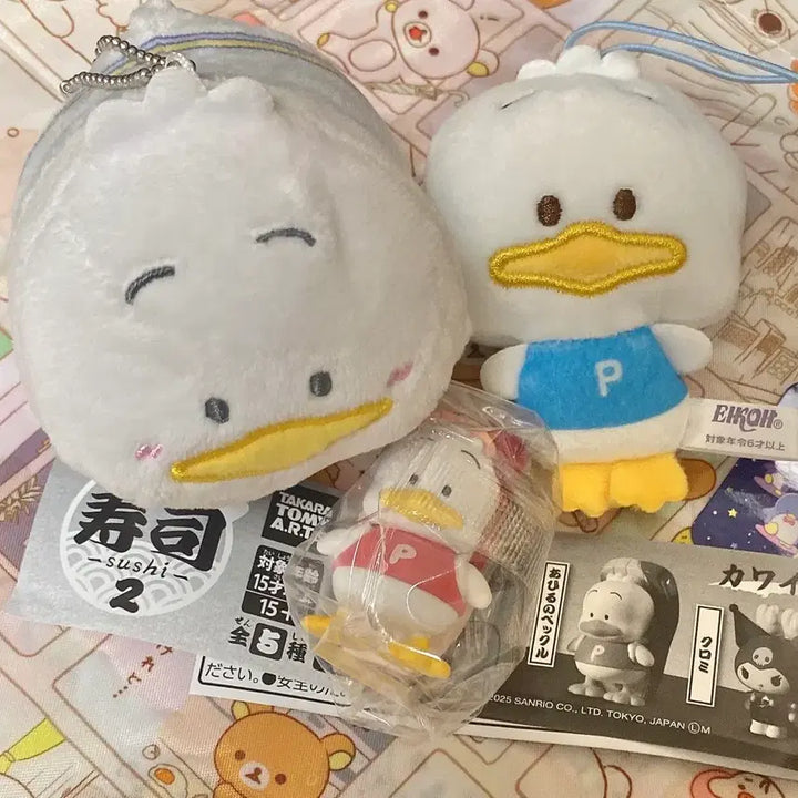 [BUNJANG] Sanrio Ahiru No Pekle Plush Doll &amp; Sushi Gachapon Set / [일괄판매] 산리오 아히루노페클 인형 , 초밥 가챠