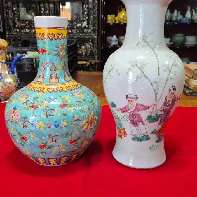 [BUNJANG] Chinese Enamel Porcelain Decorative Vases (Set of 2) / 중국 분채 도자기 2병