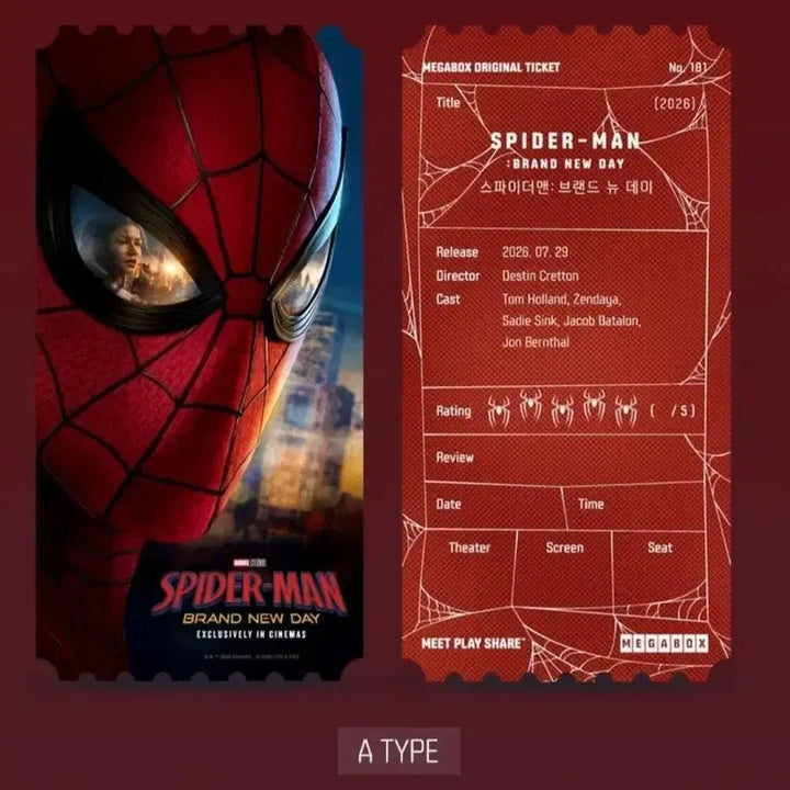 [BUNJANG] Spider-Man: No Way Home Bundle (4 Posters + Original Ticket A) / (5종일괄) 스파이더맨 브랜드뉴데이 포스터4종(4DX+스크린엑스+돌비+광음 포스터)+오리지널 티켓(A타입) 일괄판매