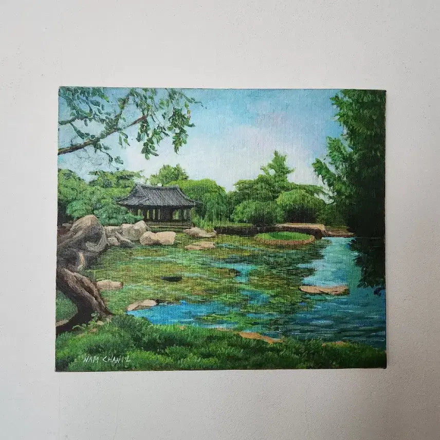 [BUNJANG] Lee Nam-Chan "Green Garden" Original Oil Painting / 이남찬 화백의 풍경유화 원화 "초록정원"