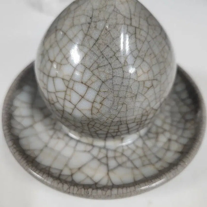 [BUNJANG] Ming-Qing Dynasty Ge Kiln Style Peach-Shaped Censer / 중국도자기                명~청 방가유 도형 세.향로