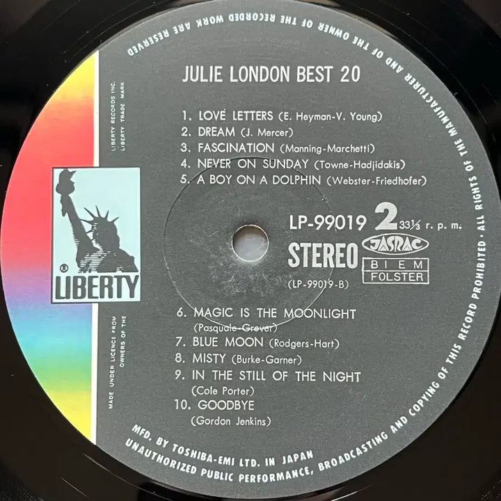 [BUNJANG] Julie London Best 20 LP (Japanese Pressing) / LP : Julie London Best20