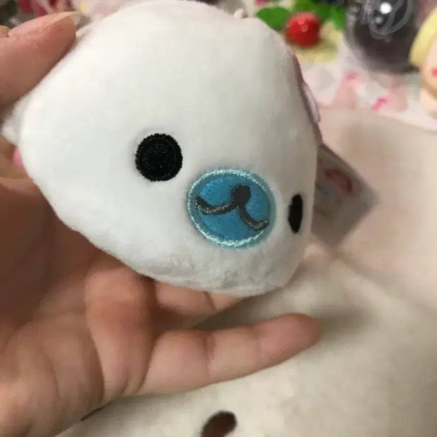 [BUNJANG] San-X Mamegoma Hibiscus Plush Keychain / 산엑스 마메고마 히비스커스 인형 키링