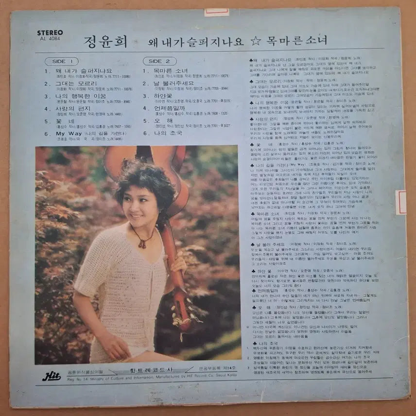 [BUNJANG] Jeong Yun-hee Why Am I Sad/Thirsty Girl LP / 정윤희-왜 내가 슬퍼지나요/못마른 소녀 LP/방송국용