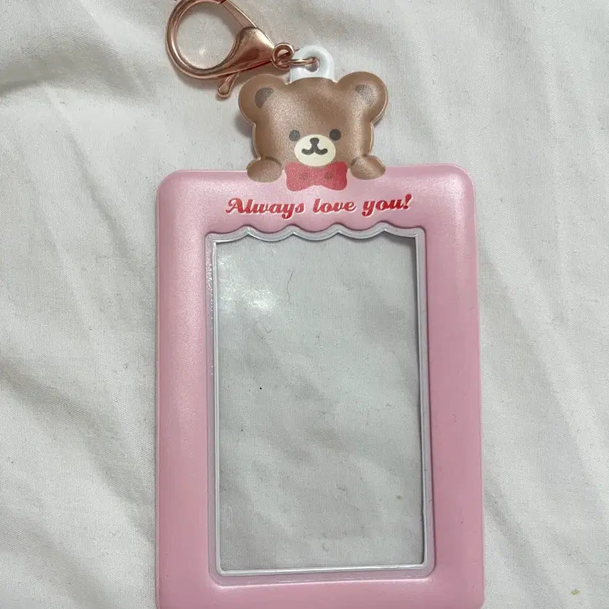 [BUNJANG] Pink Teddy Bear Photocard Holder / 핑크색 테디베어 곰 포카홀더