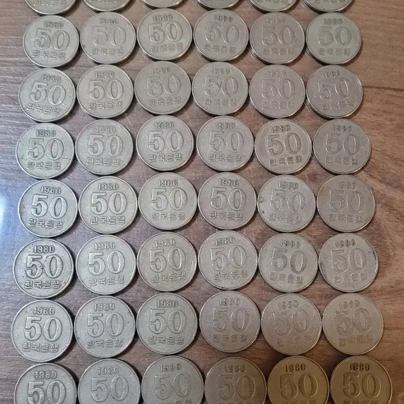 [BUNJANG] 1980 50 Won Coin Set (60 pcs) - Pre-Special Year Design / 구도안 사용제 준특년도 1980년 50원 동전 60개
