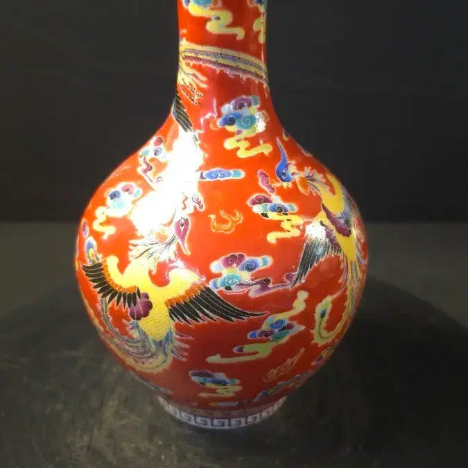 [BUNJANG] Imperial Cloisonné Vase with Phoenix and Cloud Motif / 260918-2 홍유 황실법랑 운봉문 반구병