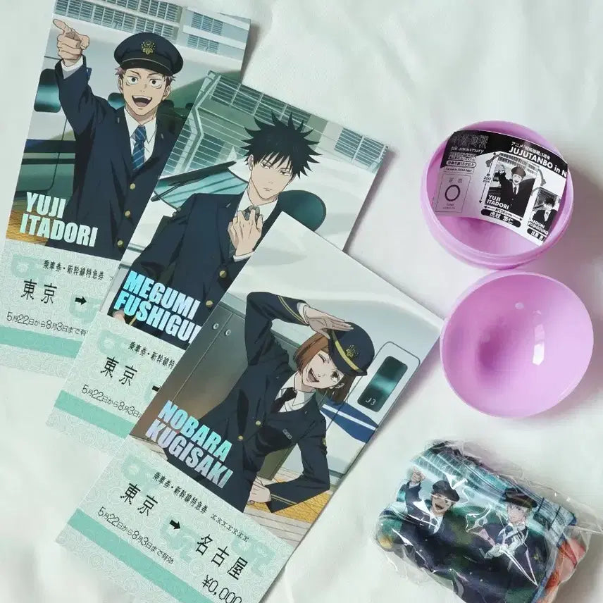 [BUNJANG] Jujutsu Kaisen Nagoya "Juju Exploration" Ticket-Style Card Pouch Bundle (Itadori, Fushiguro, Nobara) / 주술회전 나고야 쥬쥬탐방 티켓풍 카드 파우치 일괄 이타도리 후시구로 노바라 단체