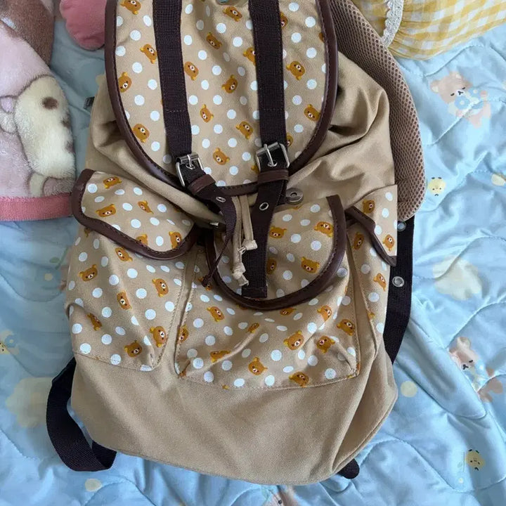 [BUNJANG] Spinns Rilakkuma Backpack Beige Brown / 스핀스 스핀즈 spinns 리락쿠마 베이지 브라운 백팩